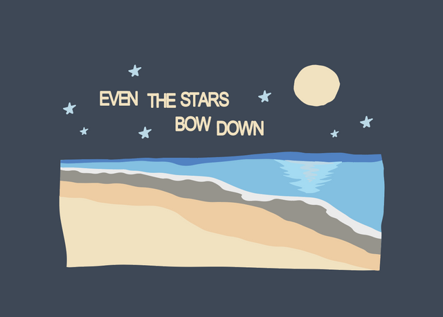 Even the stars bow down — night sky, moon, and ocean artwork by Hannah Guernsey