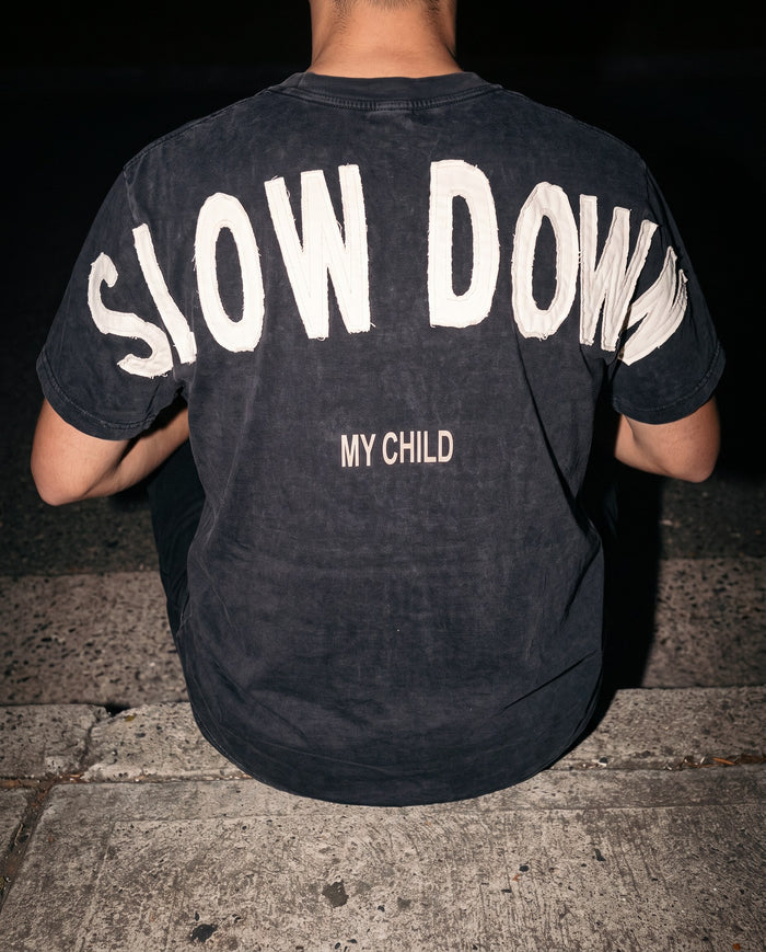 46:10 x RJB Collab Slow Down Patchwork Tee