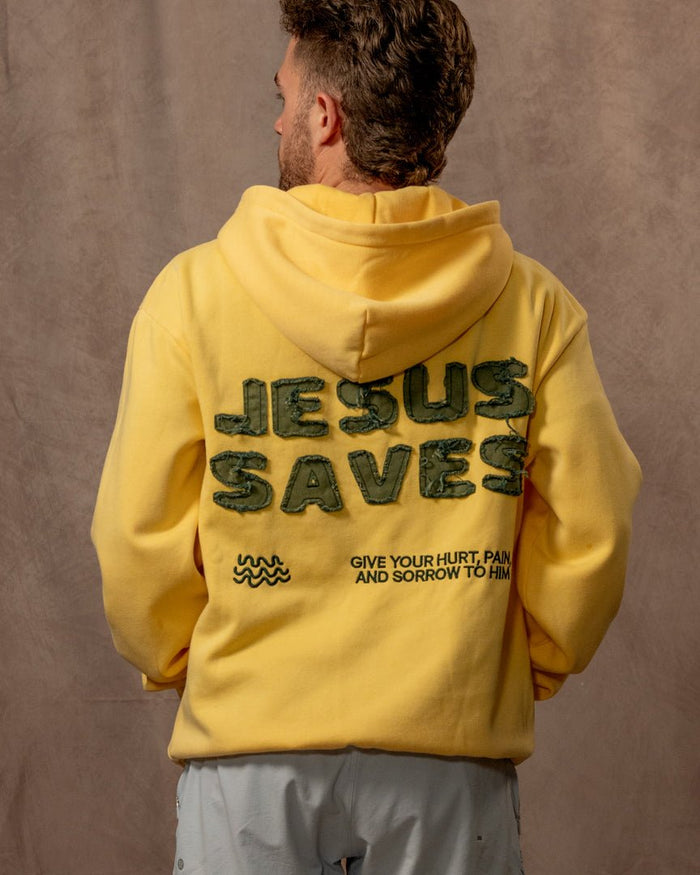 Jesus Saves Patchwork Hoodie (PRE-ORDER JUNE 25)