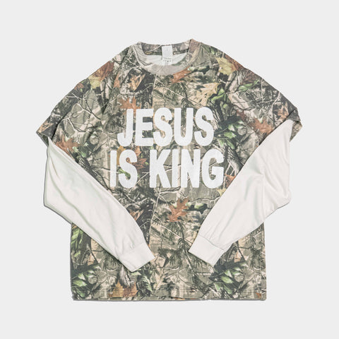 Jesus Is King Heavy Vintage Camo Tee + Sleeves - Forty - Six Ten Apparel Co.