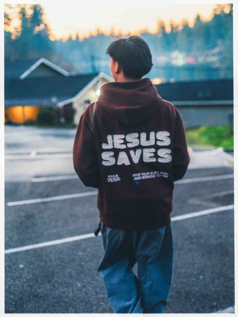 Jesus Saves Heavy Cut & Sew Hoodie - Forty - Six Ten Apparel Co.