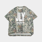 Camo heavy tee with bold white 'JLY Jesus Loves You' text, Christian clothing