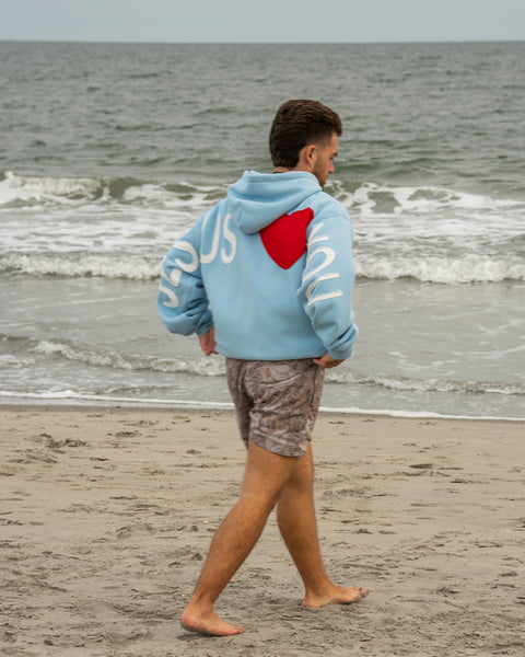 Light Blue | Caleb is 5'8" wearing size L