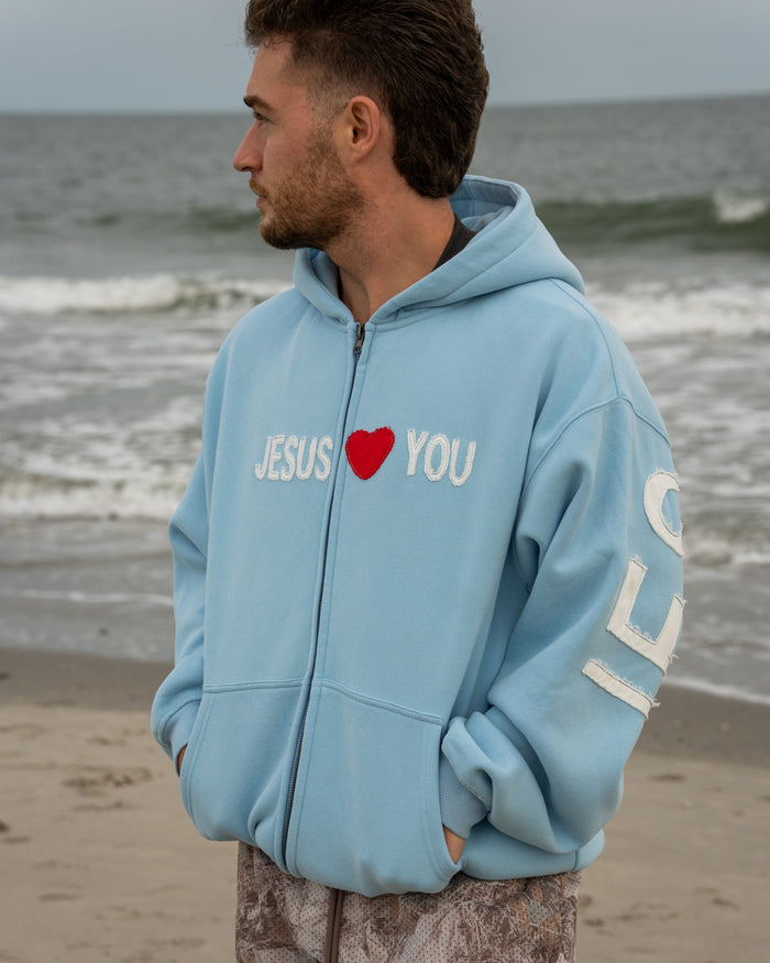 Jesus Saves Patchwork Zip-Up Christian Hoodie