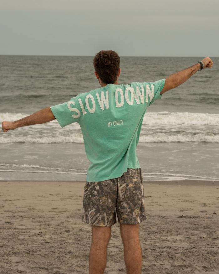 46:10 x RJB Collab Slow Down Patchwork Tee