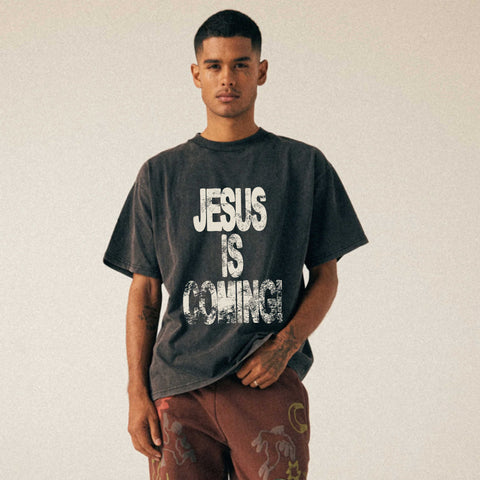 PRE - ORDER Jesus Is Coming Premium Heavy Tee BLACK FRIDAY - Forty - Six Ten Apparel Co.