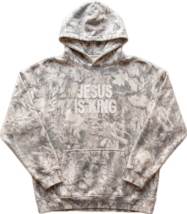 Jesus Is King Stitched Camo Hoodie in Stitched Light Green Camo