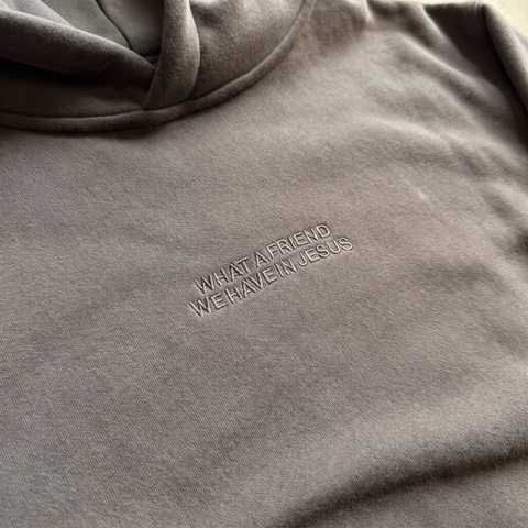 WHAT A FRIEND WE HAVE IN JESUS embroidered tone on tone