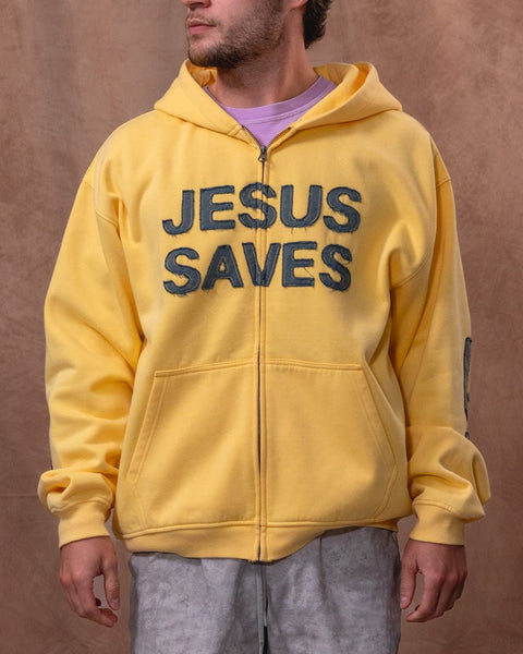 ZIP UP Jesus Saves Heavy Cut & Sew Hoodie - Forty - Six Ten Apparel Co.