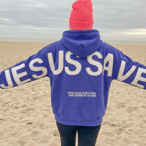 ZIP UP Jesus Saves Heavy Cut & Sew Hoodie - Forty - Six Ten Apparel Co.