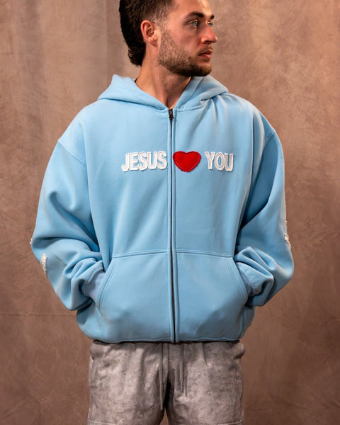 ZIP UP Jesus Series Patchwork Hoodie - Forty - Six Ten Apparel Co.