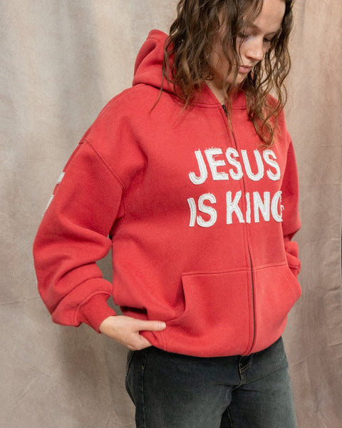 ZIP UP Jesus Series Patchwork Hoodie - Forty - Six Ten Apparel Co.