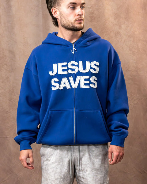 ZIP UP Jesus Series Patchwork Hoodie - Forty - Six Ten Apparel Co.